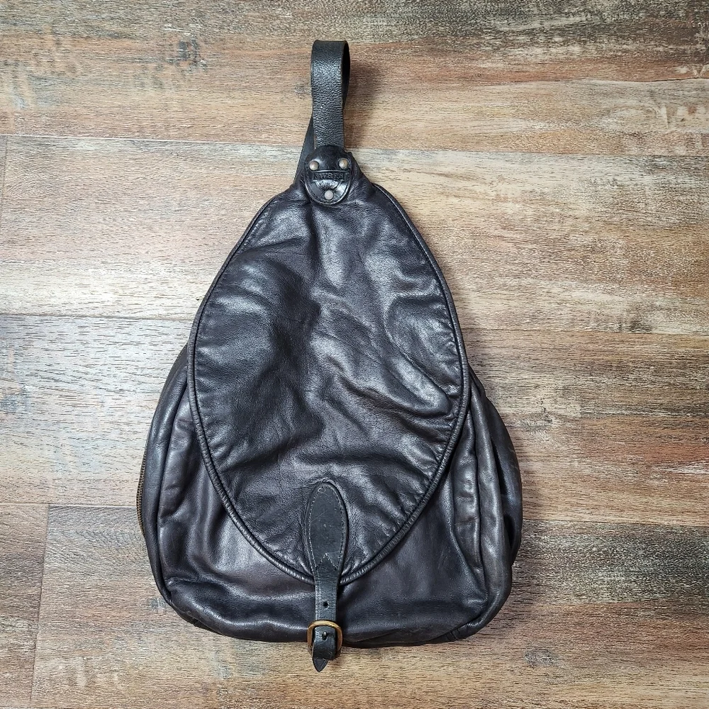 VINTAGE RARE SWAGS MADE IN AUSTRALIA LEATHER SIDECAR CROSSBODY BRASS HARDWARE